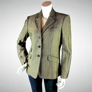 CHAPS Classic Equestrian Riding Jacket Blazer Brown  Herringbone Tweed SZ 10